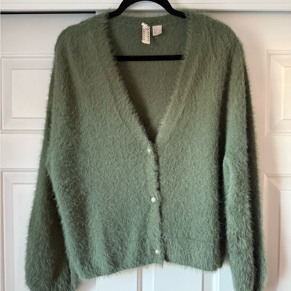 Women's Green Fuzzy Sweater